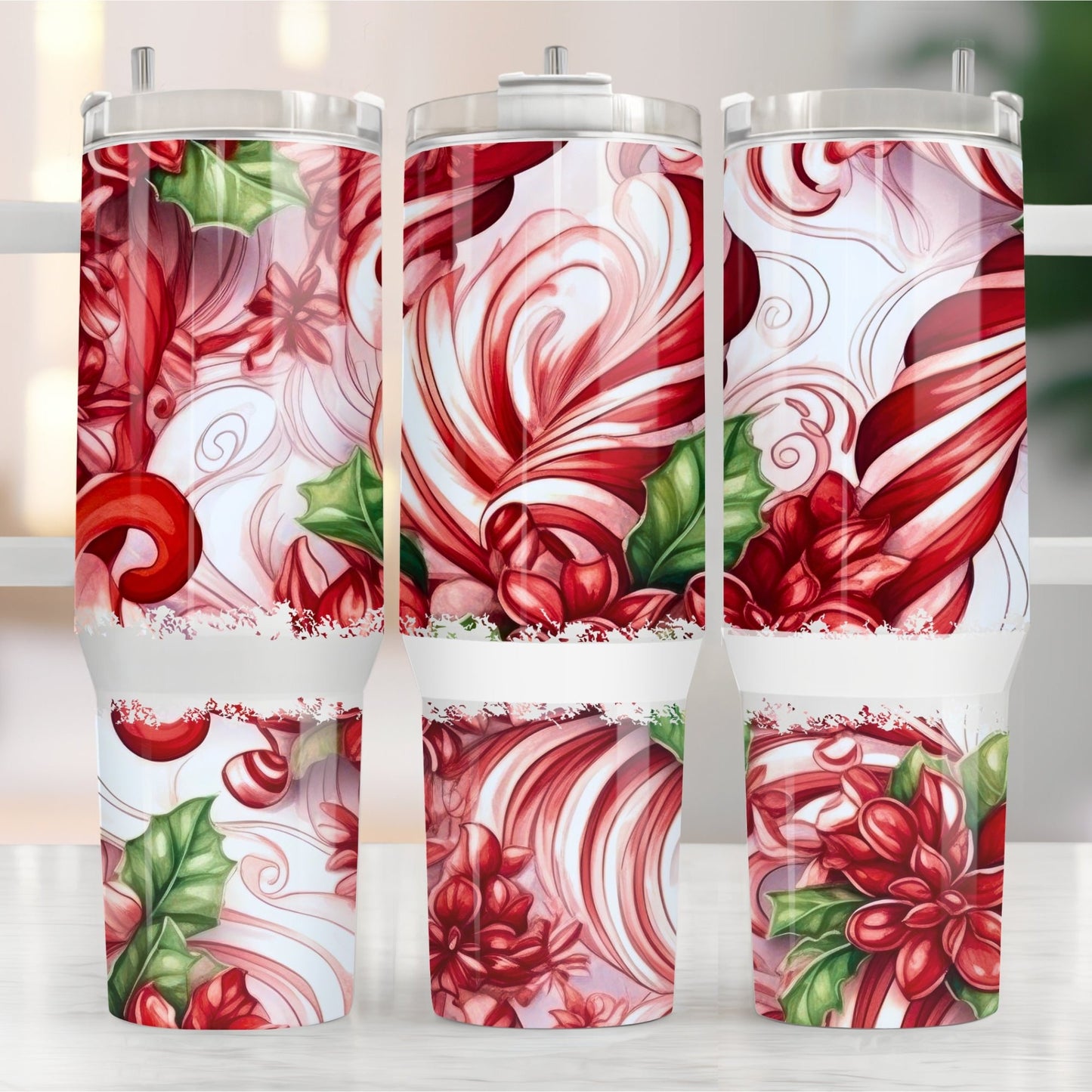 Candy Cane Swirl 40oz Tumbler Sublimation Transfer ONLY