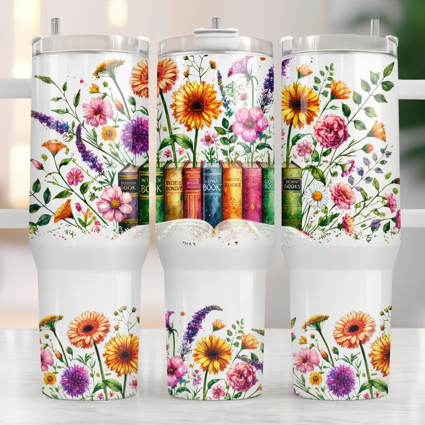 Reading Wildflowers 40oz Tumbler Sublimation Transfer ONLY