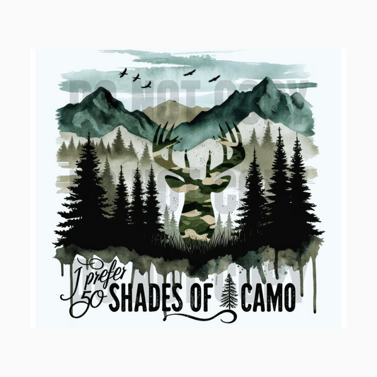 50 Shades of Camo Sublimation Tumbler Transfer