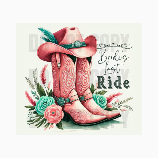 Bride's Last Ride Sublimation Tumbler Transfer