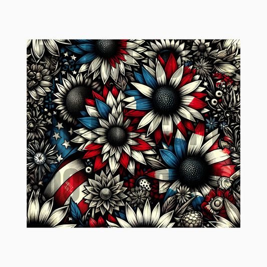 American Flag Sunflowers Sublimation Tumbler Transfer