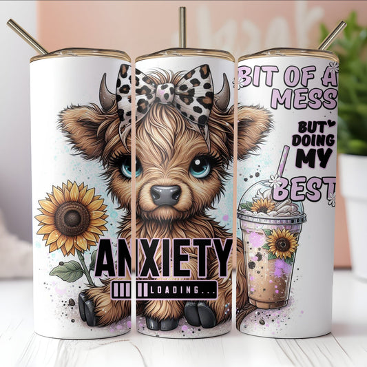 Anxiety Loading Highland Cow Tumbler