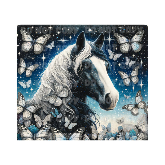 Black Butterfly Horse Tumbler Sublimation Transfer