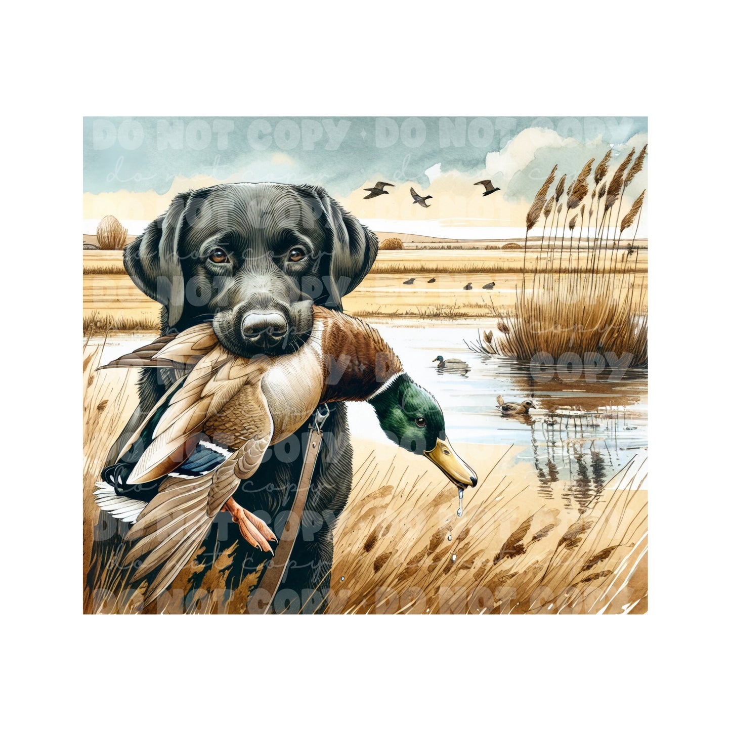 Black Lab Hunting Sublimation Tumbler Transfer