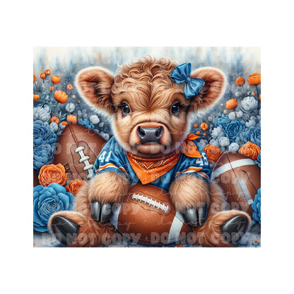 Highland Cow Football Sublimation Tumbler Transfer