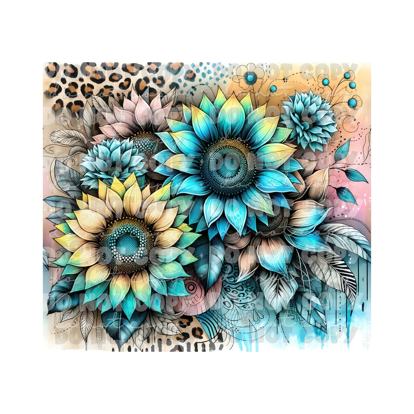 Sunflower Leopard Tumbler Sublimation Transfer