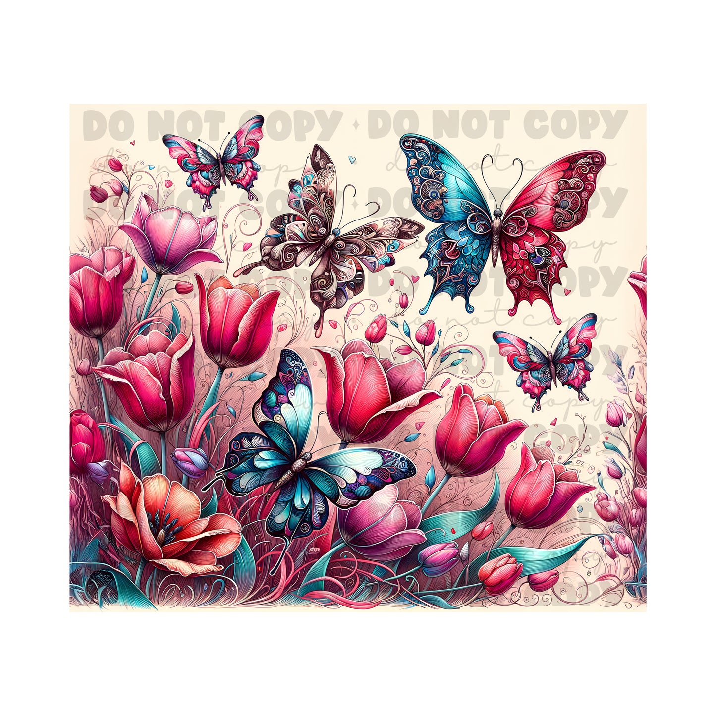 Butterflies Roses Tumbler Sublimation Transfer