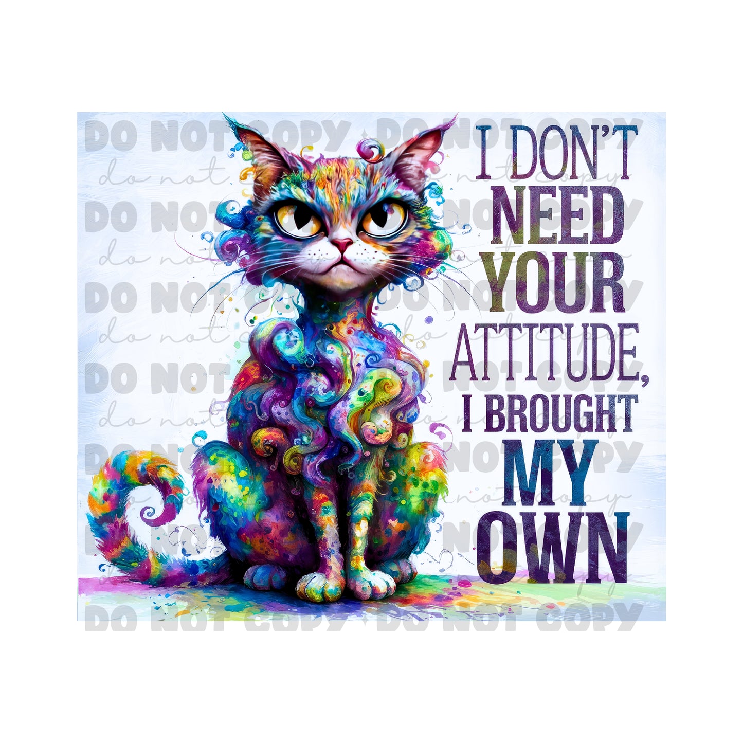 Cat Attitude Tumbler Sublimation Transfer