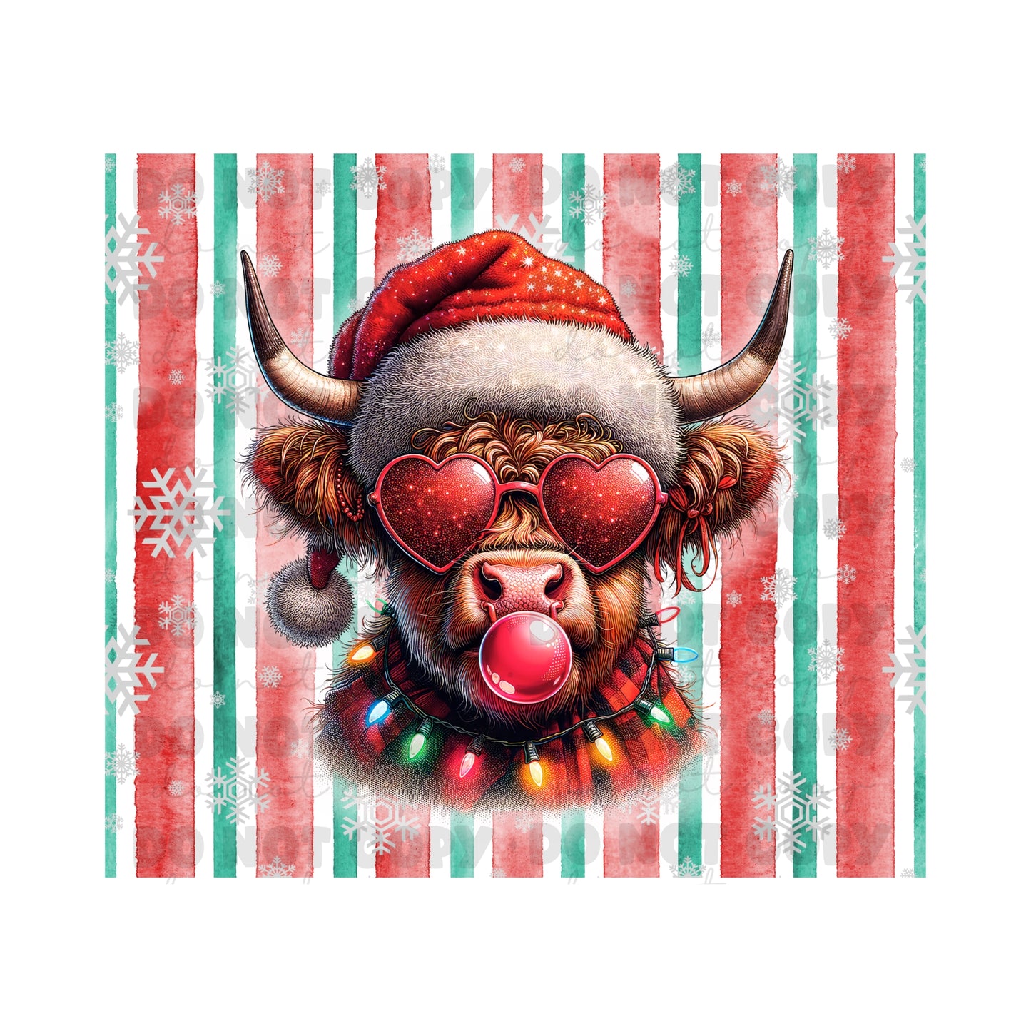 Christmas Bubble Cow Tumbler Sublimation Transfer