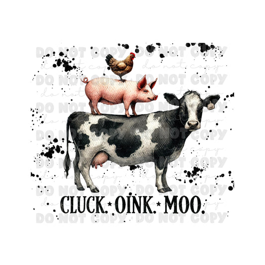 Cluck Oink Moo Sublimation Tumbler Transfer