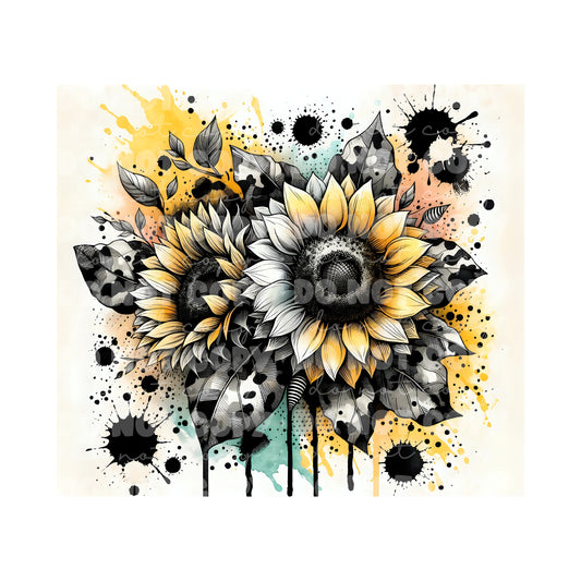 Cow Print Sunflowers Tumbler Sublimation Transfer