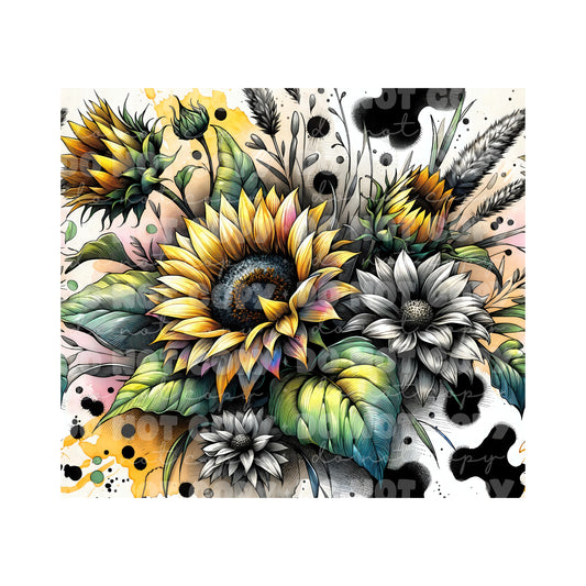 Cow Print Sunflower Tumbler Sublimation Transfer