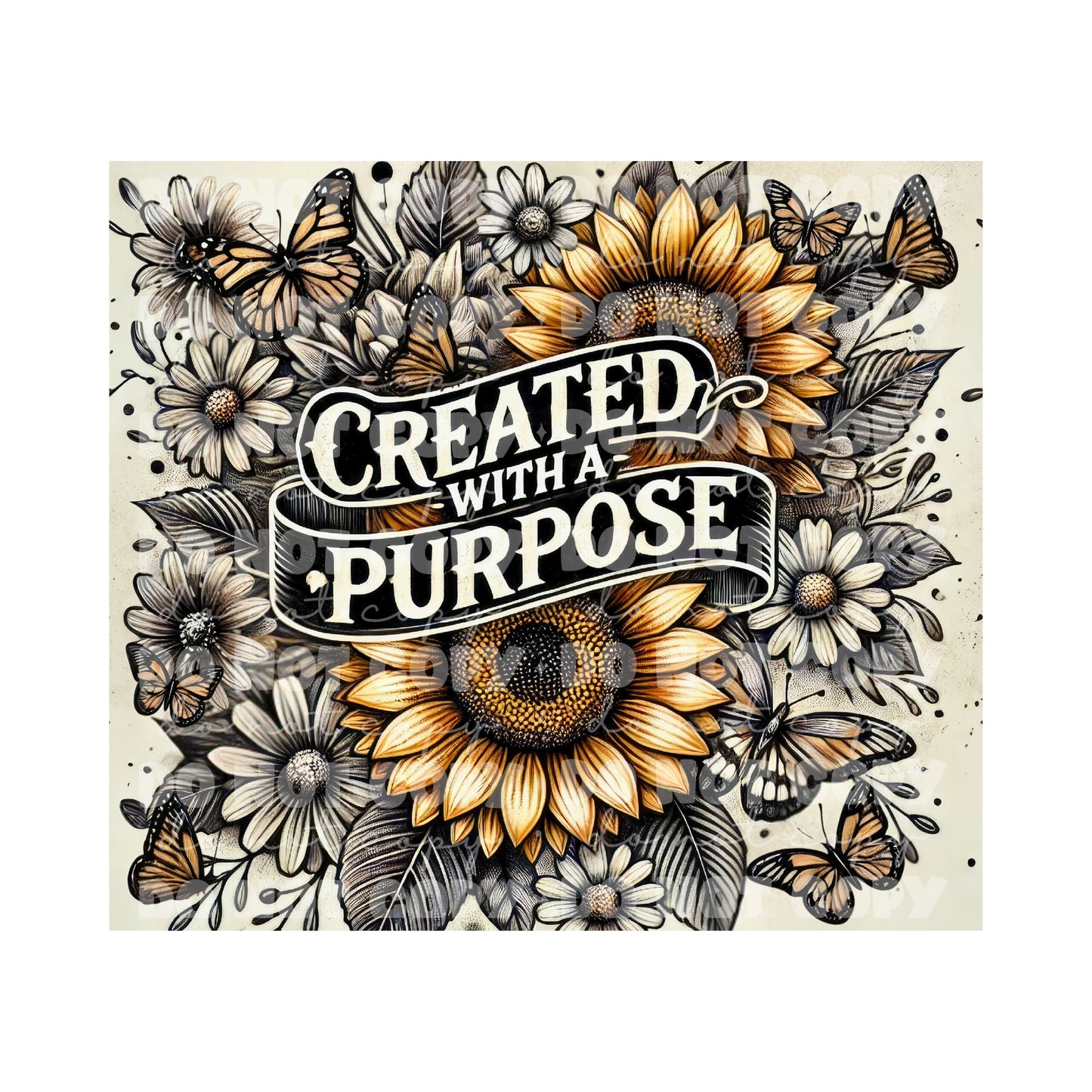 Created With A Purpose Tumbler Sublimation Transfer