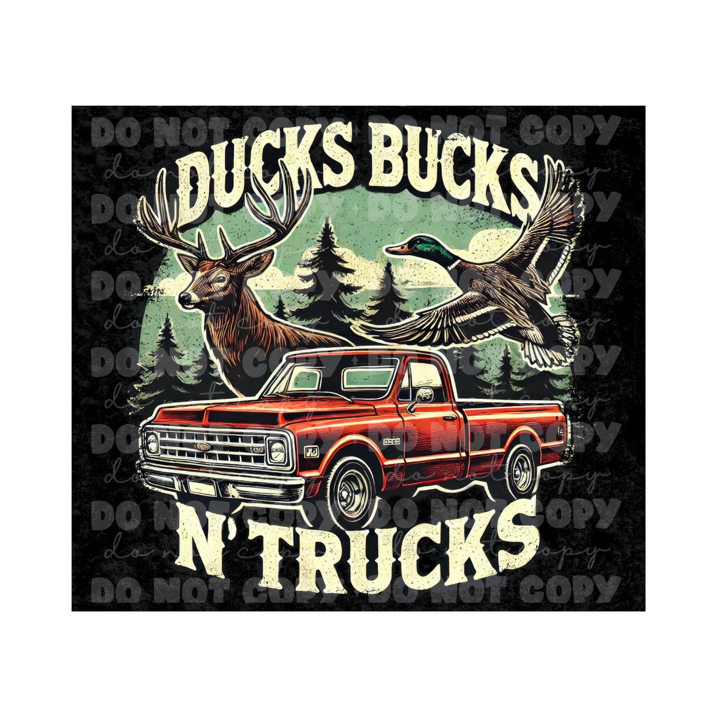 Ducks Bucks Trucks Tumbler Sublimation Transfer