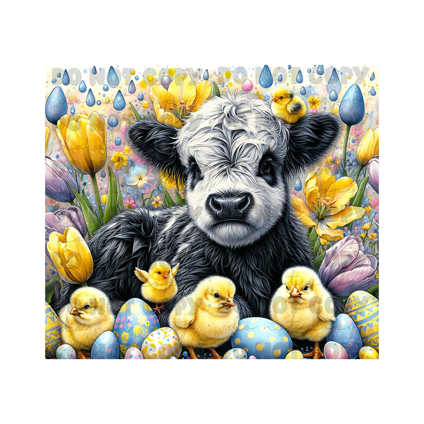 Easter Cow Tumbler Sublimation Transfer