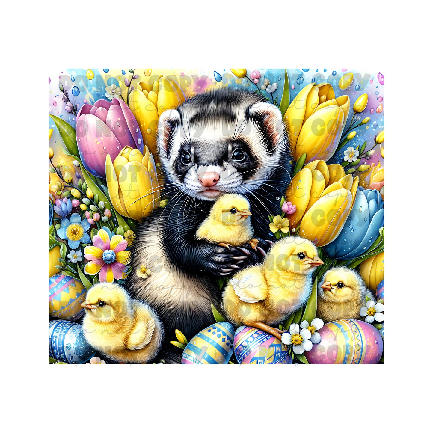 Easter Ferret Tumbler Sublimation Transfer