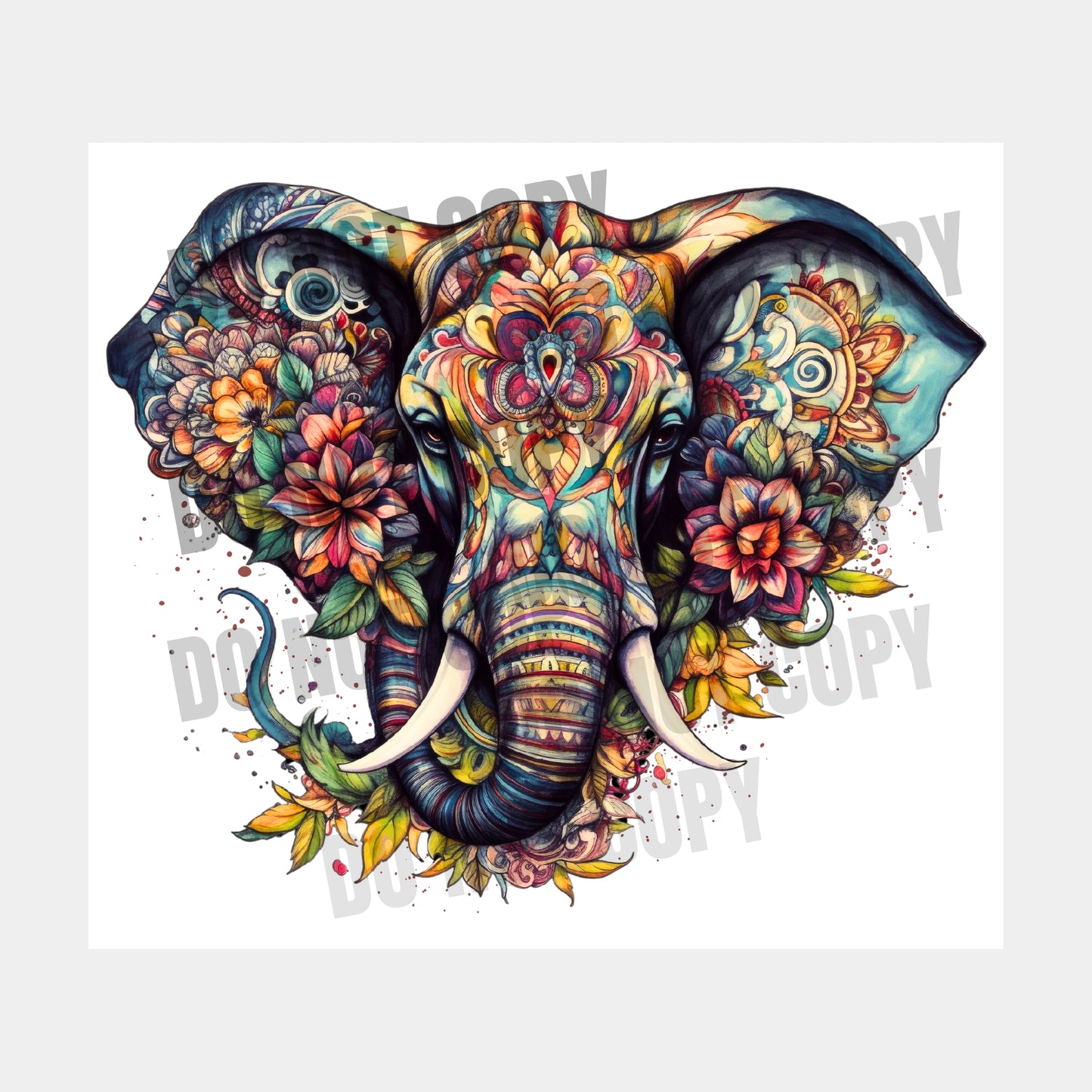 Elephant Tattoo Sublimation Tumbler Transfer