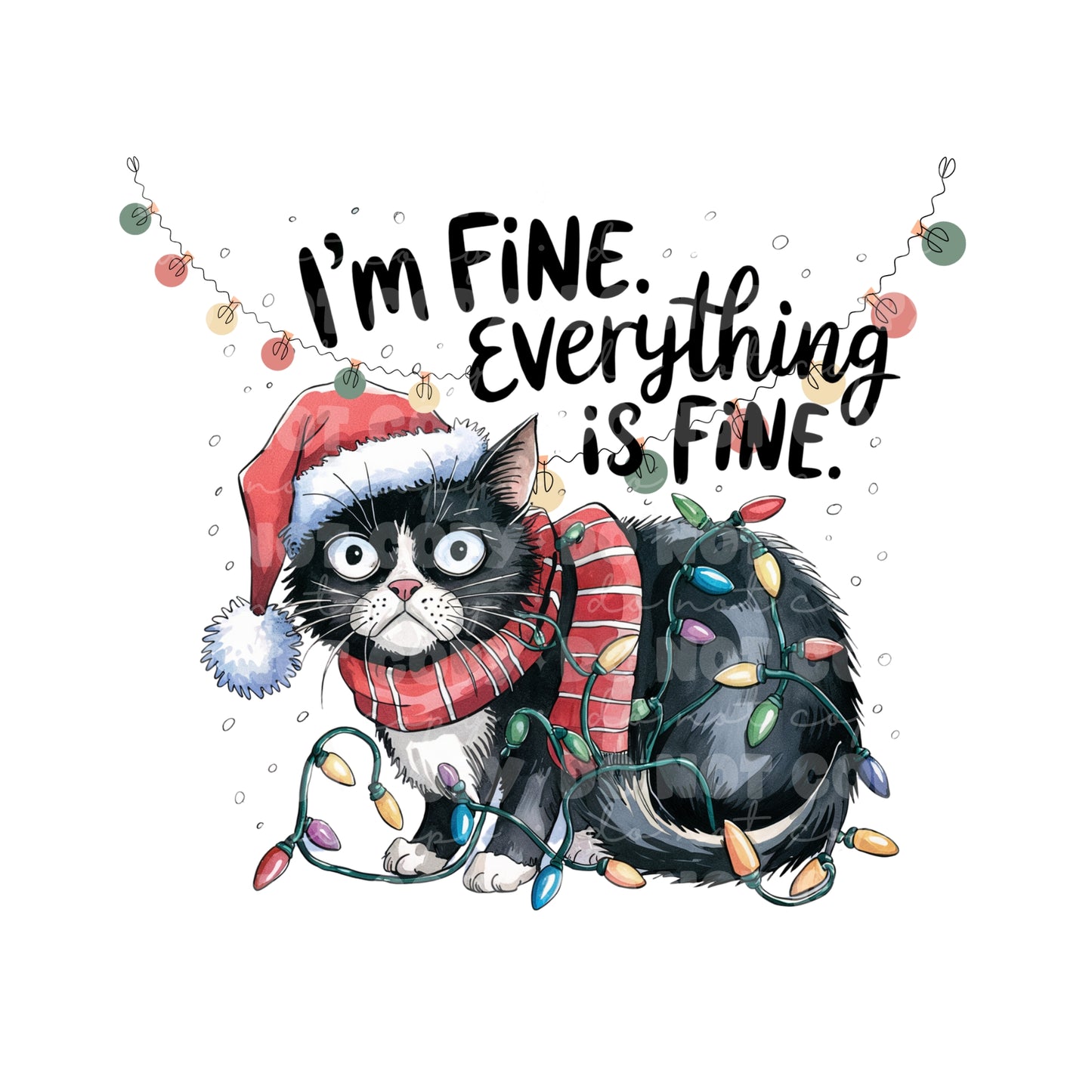 Everything Is Fine Cat Sublimation Tumbler Transfer