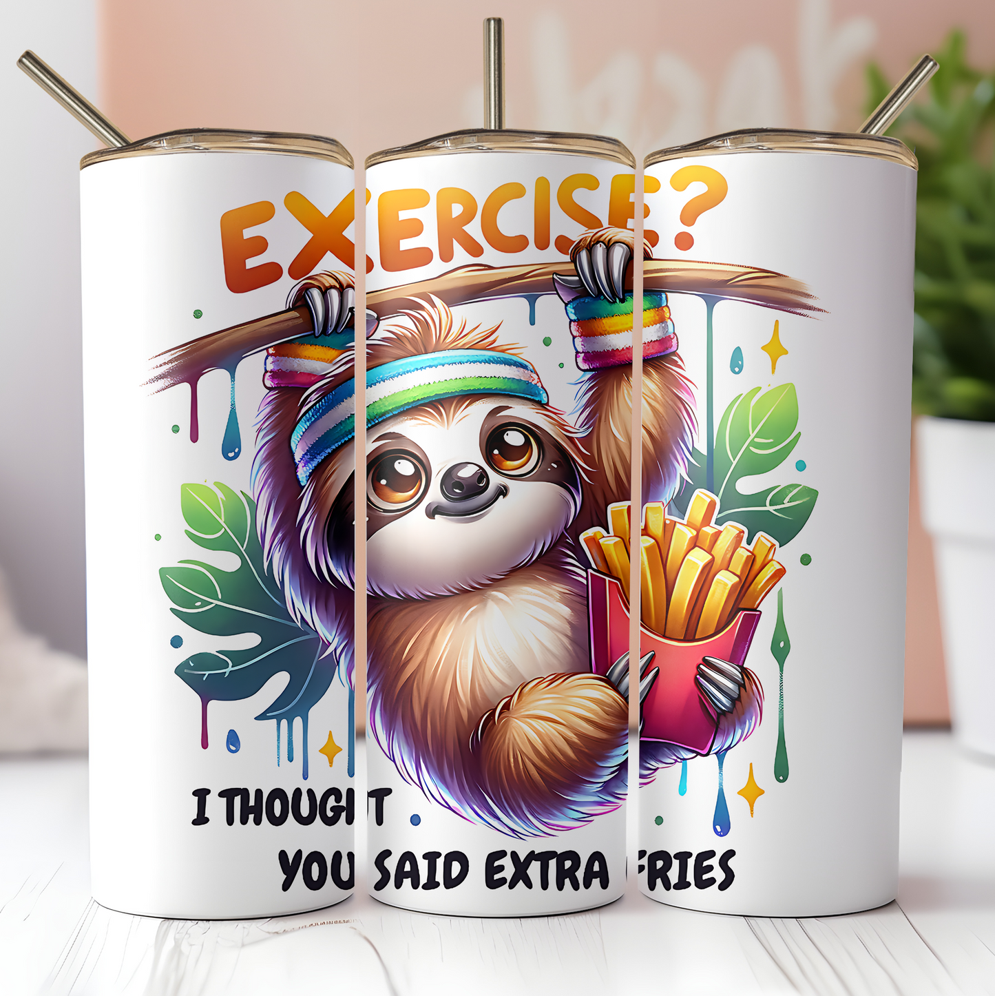 Exercise I Thought You Said Extra Fries Tumbler 2