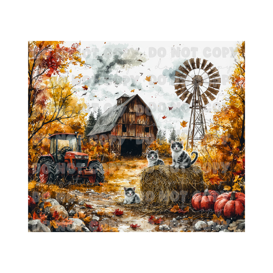 Fall Cats Farm Sublimation Tumbler Transfer