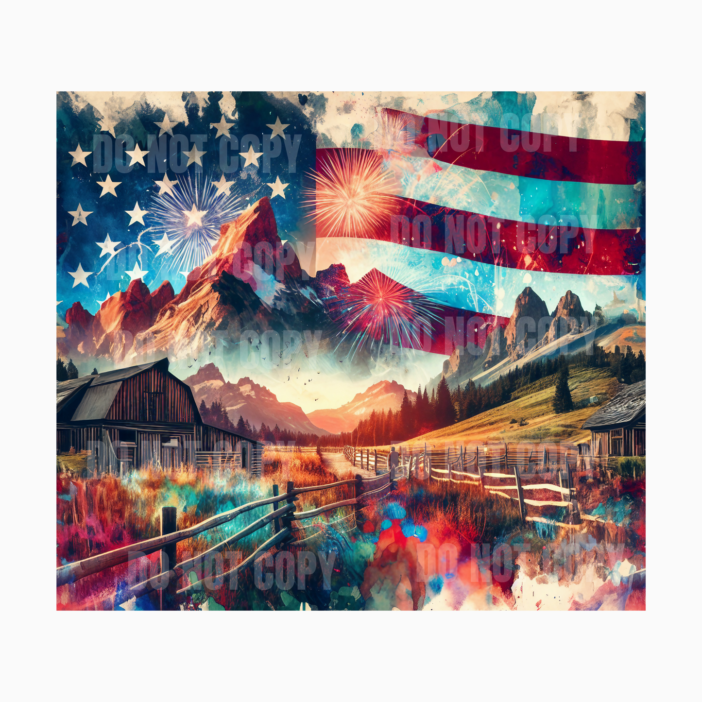 Flag Mountains Sublimation Tumbler Transfer