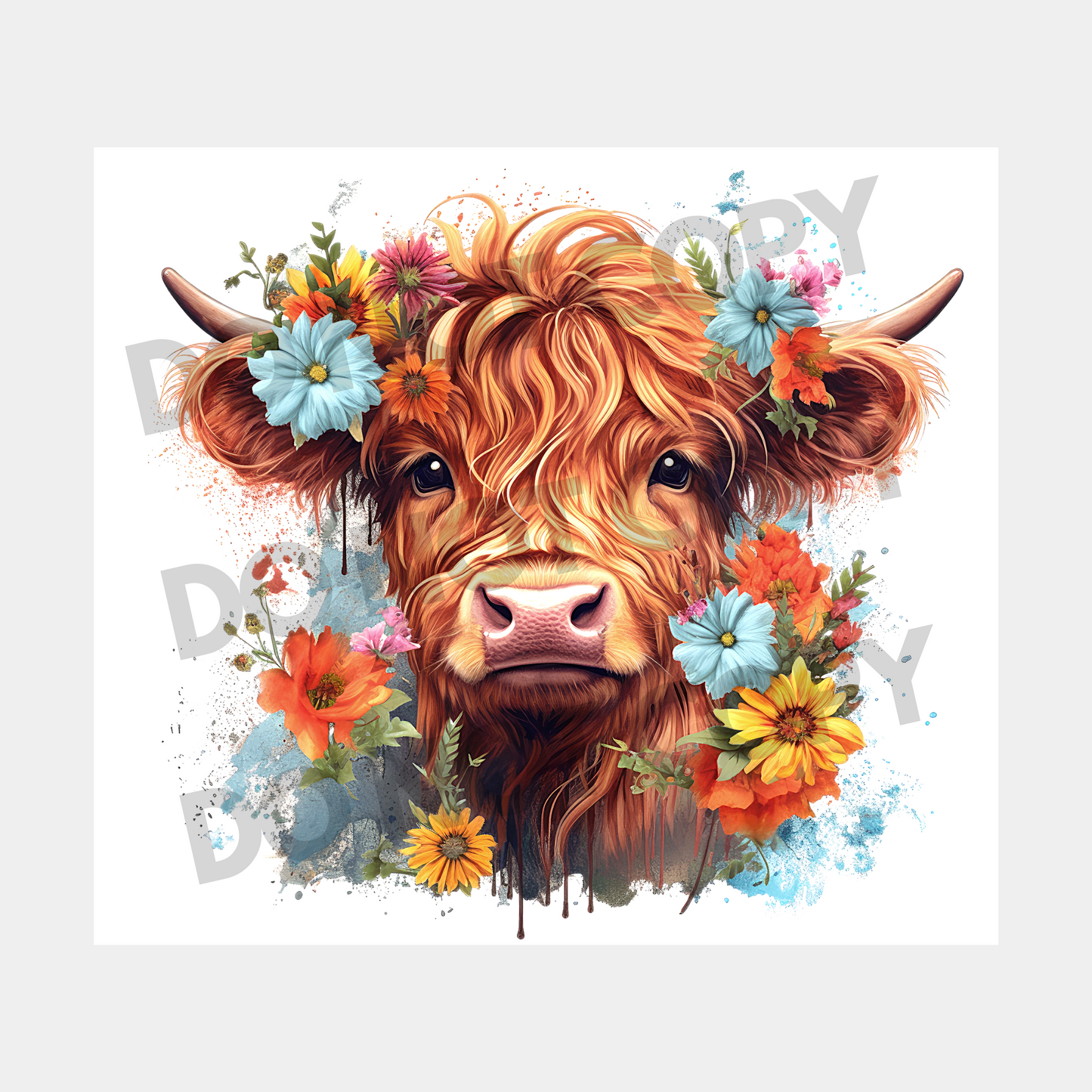 Floral Cow Sublimation Tumbler Transfer 2