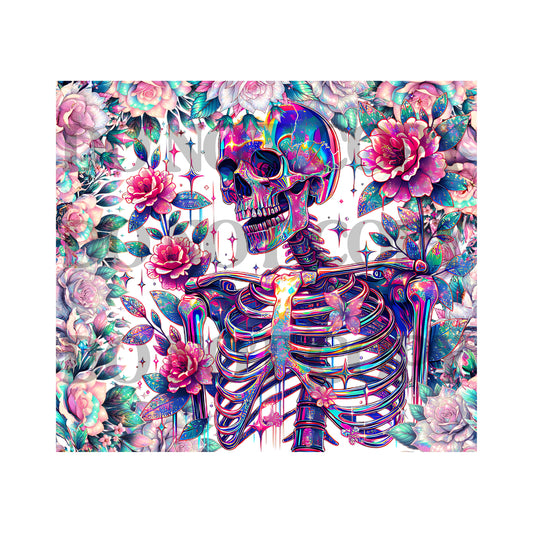 Glitter Rose Skeleton Tumbler Sublimation Transfer