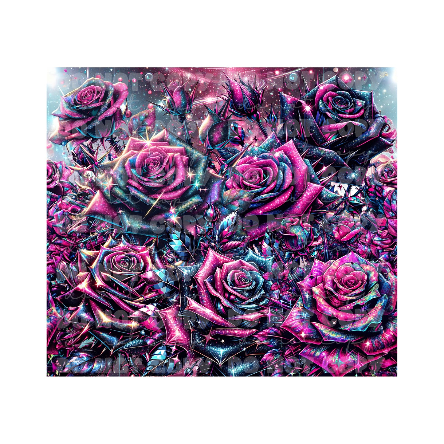 Glitter Roses Tumbler Sublimation Transfer