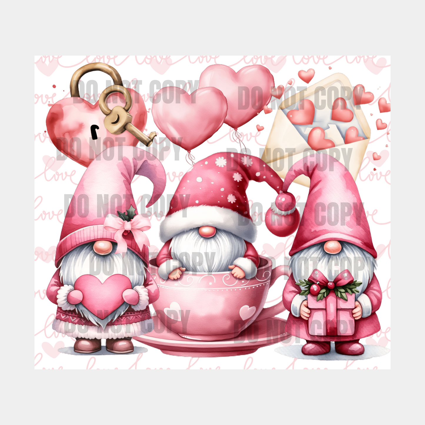 Gnomes Valentine Sublimation Tumbler Transfer