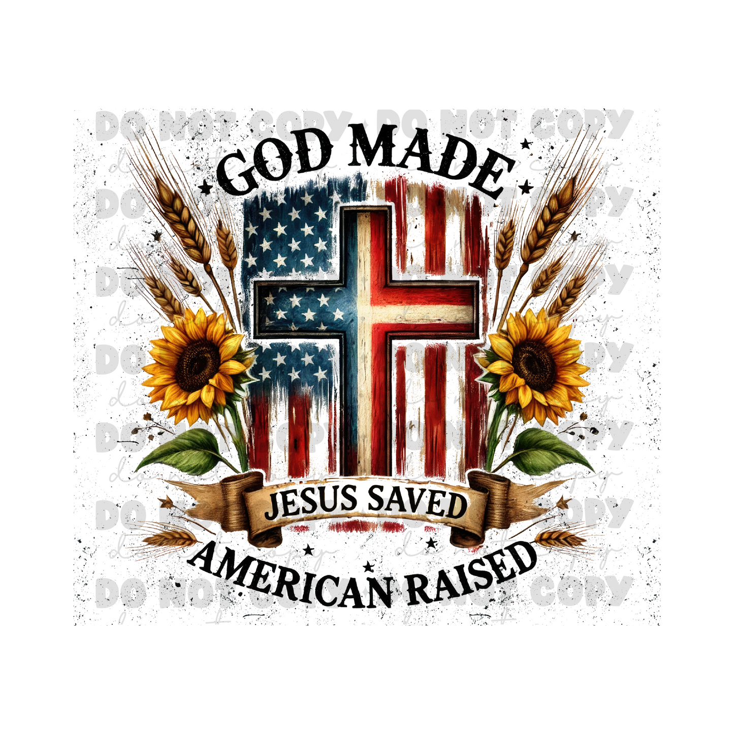 God Made American Raised Sublimation Tumbler Transfer