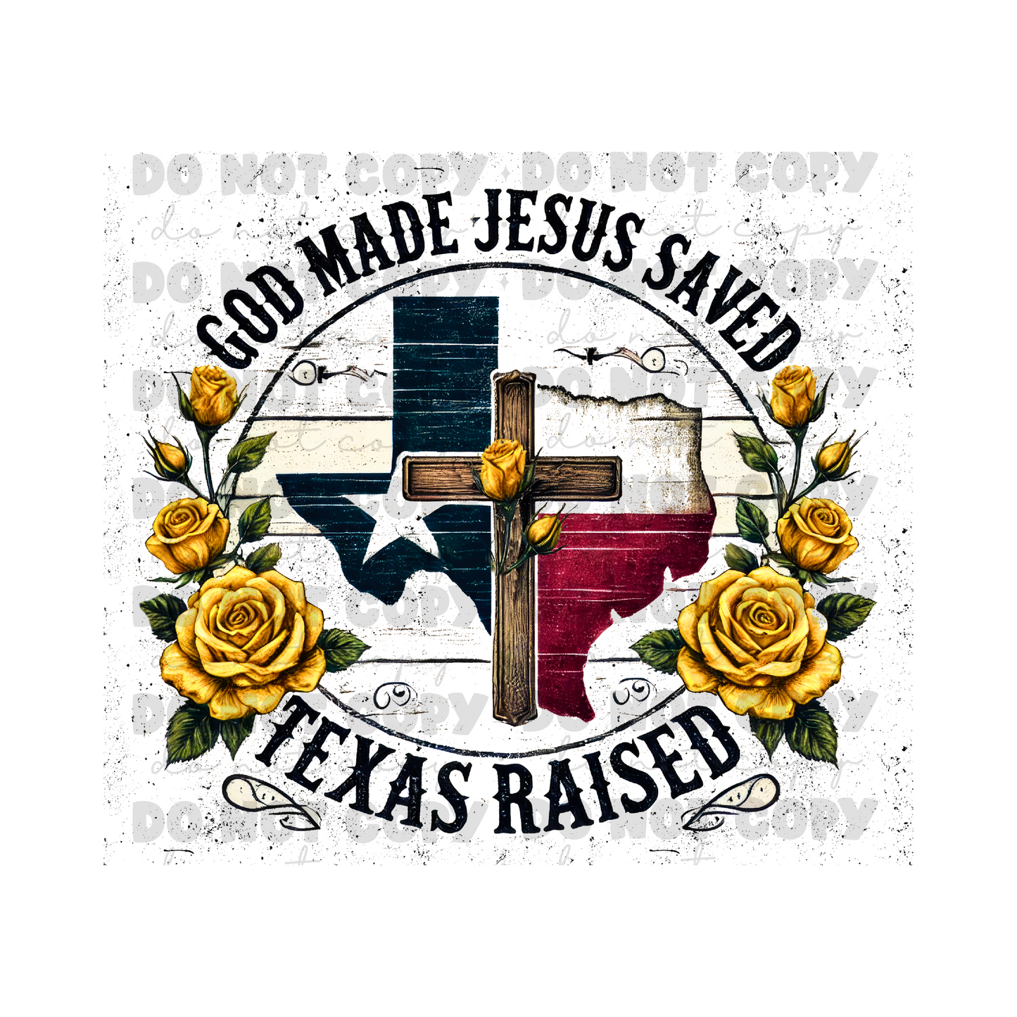 God Made Texas Raised Sublimation Tumbler Transfer