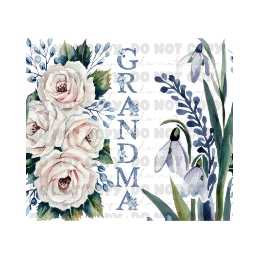 Grandma Flowers Tumbler Sublimation Transfer