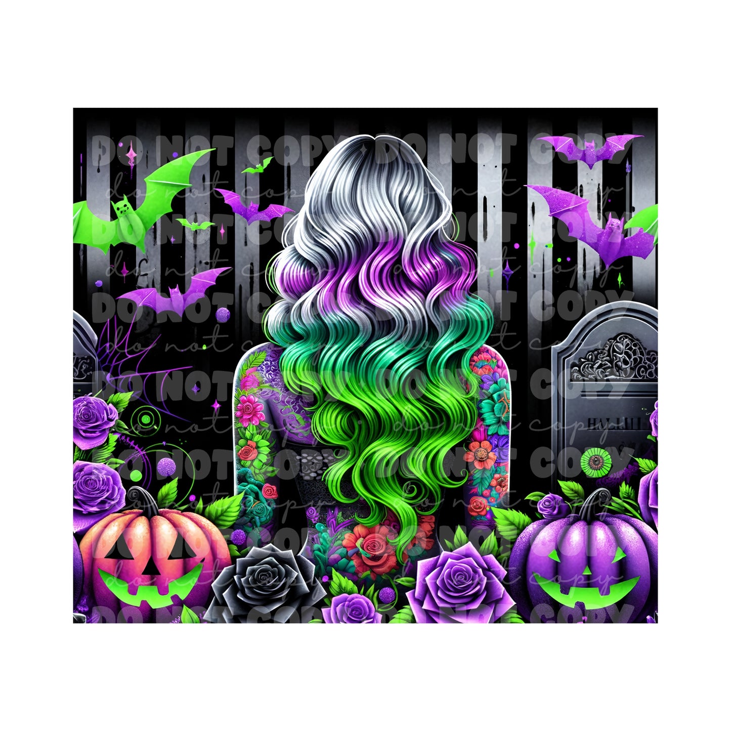 Halloween Tattoo Girl Sublimation Tumbler Transfer 2