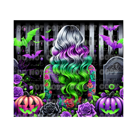 Halloween Tattoo Girl Sublimation Tumbler Transfer 2