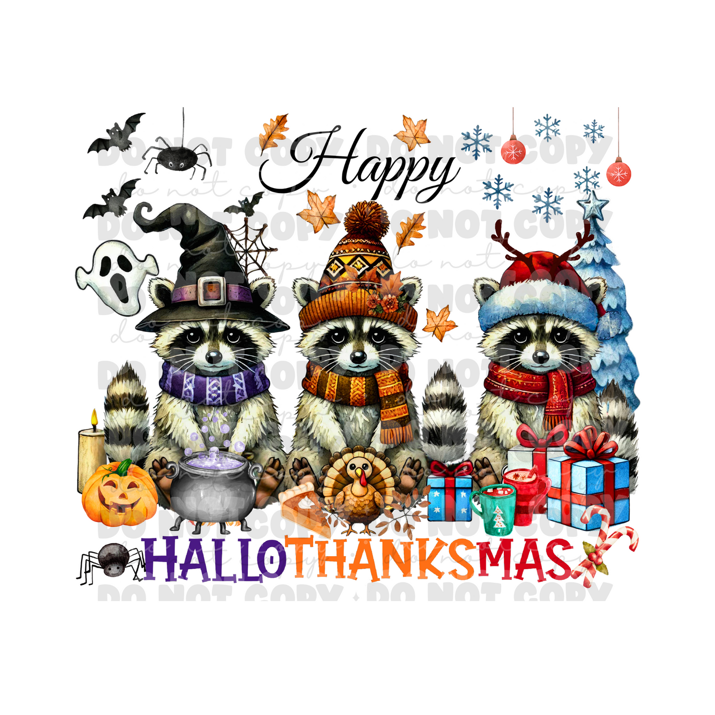 Happy Hallowthanksmas Sublimation Tumbler Transfer