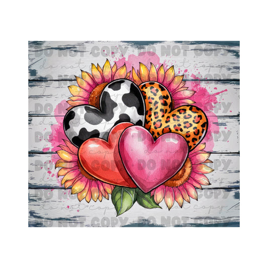 Hearts Sunflowers Tumbler Sublimation Transfer