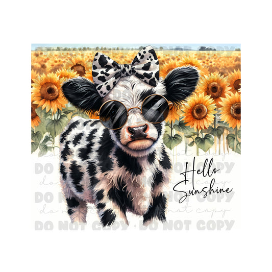 Hello Sunshine Cow Sublimation Tumbler Transfer