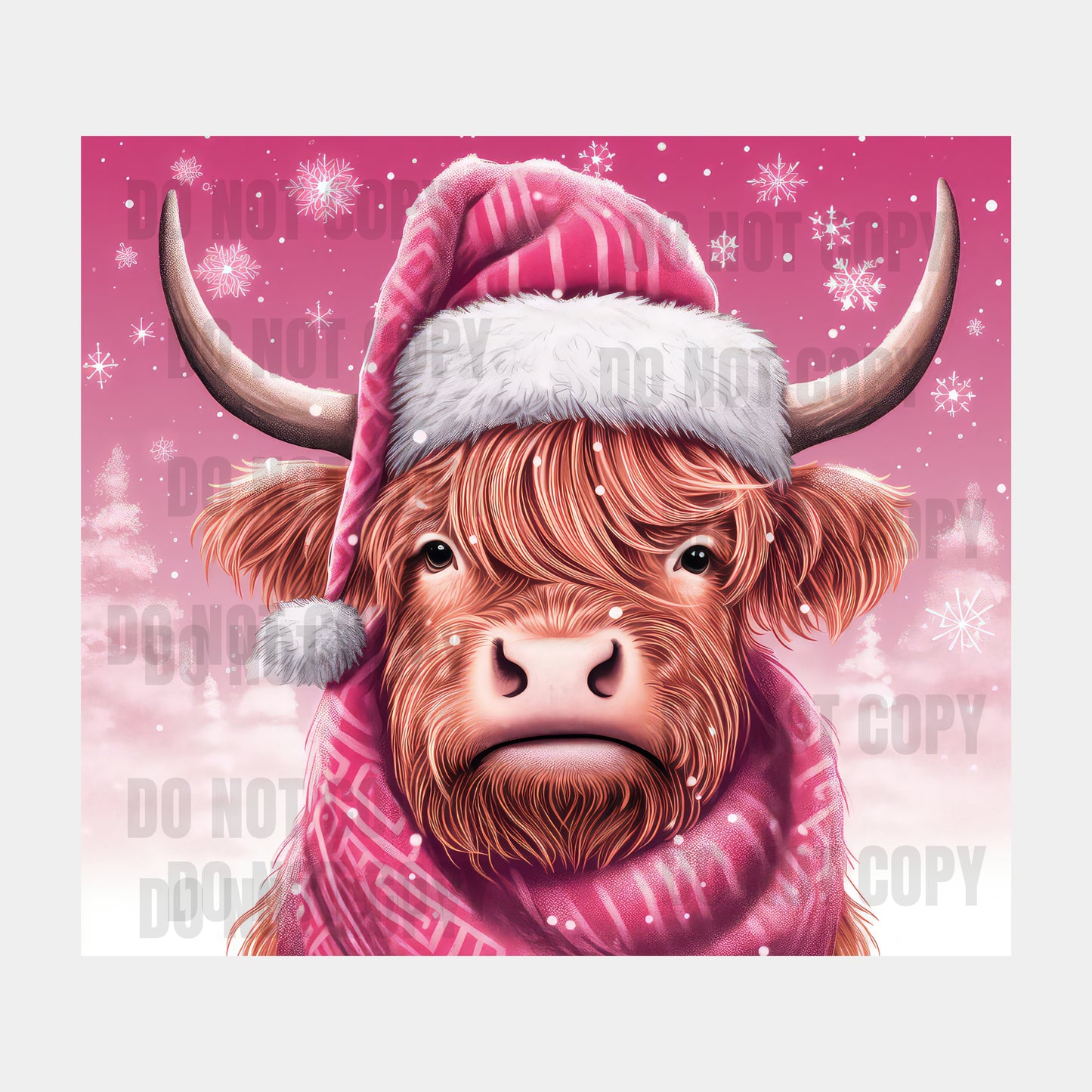 Highland Cow Santa Sublimation Tumbler Transfer