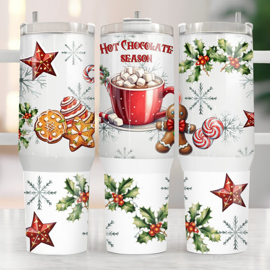 Hot Chocolate Season 40oz Tumbler Sublimation Transfer ONLY