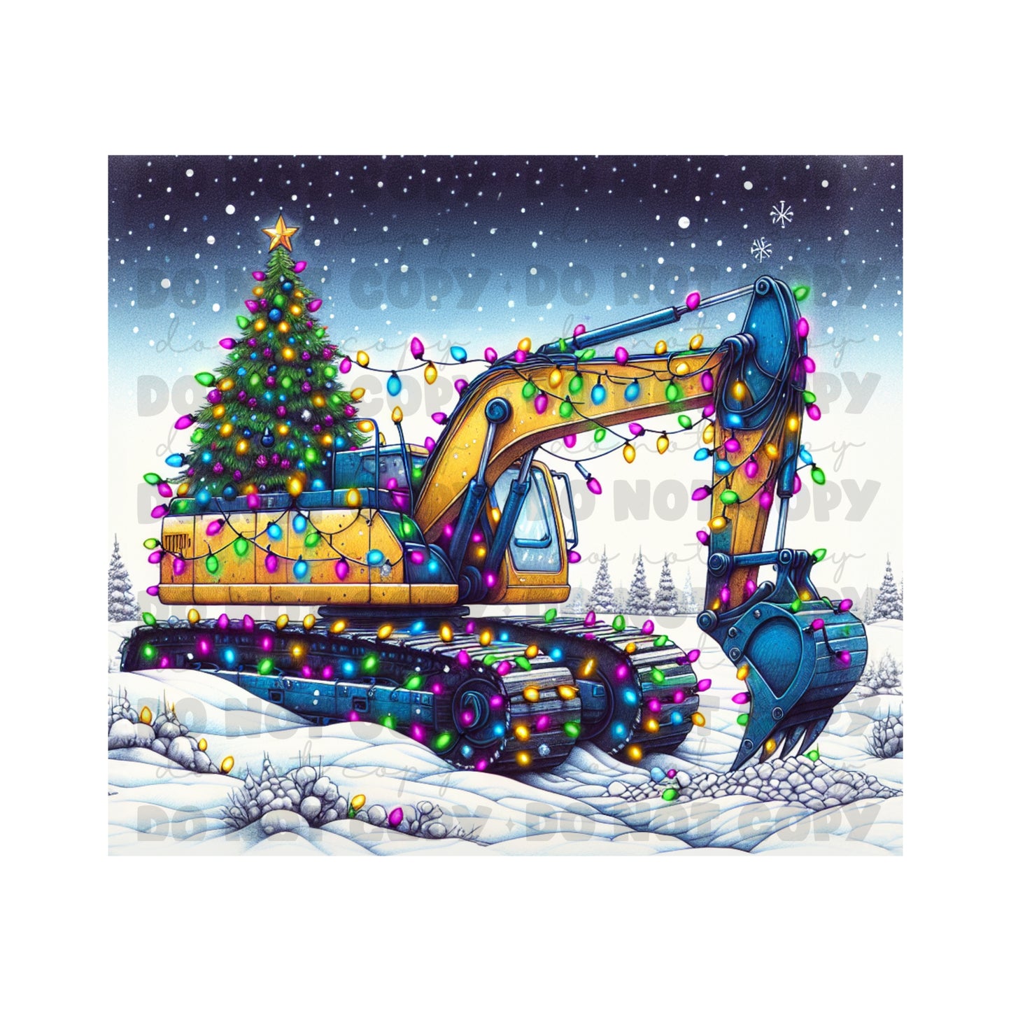 Christmas Excavator Sublimation Tumbler Transfer