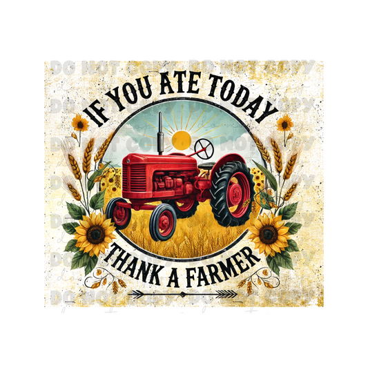 Thank A Farmer Sublimation Tumbler Transfer