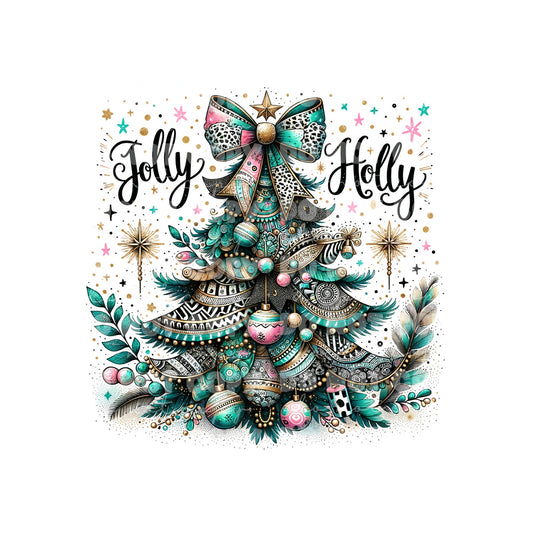 Jolly Holly Christmas Tumbler Sublimation Transfer