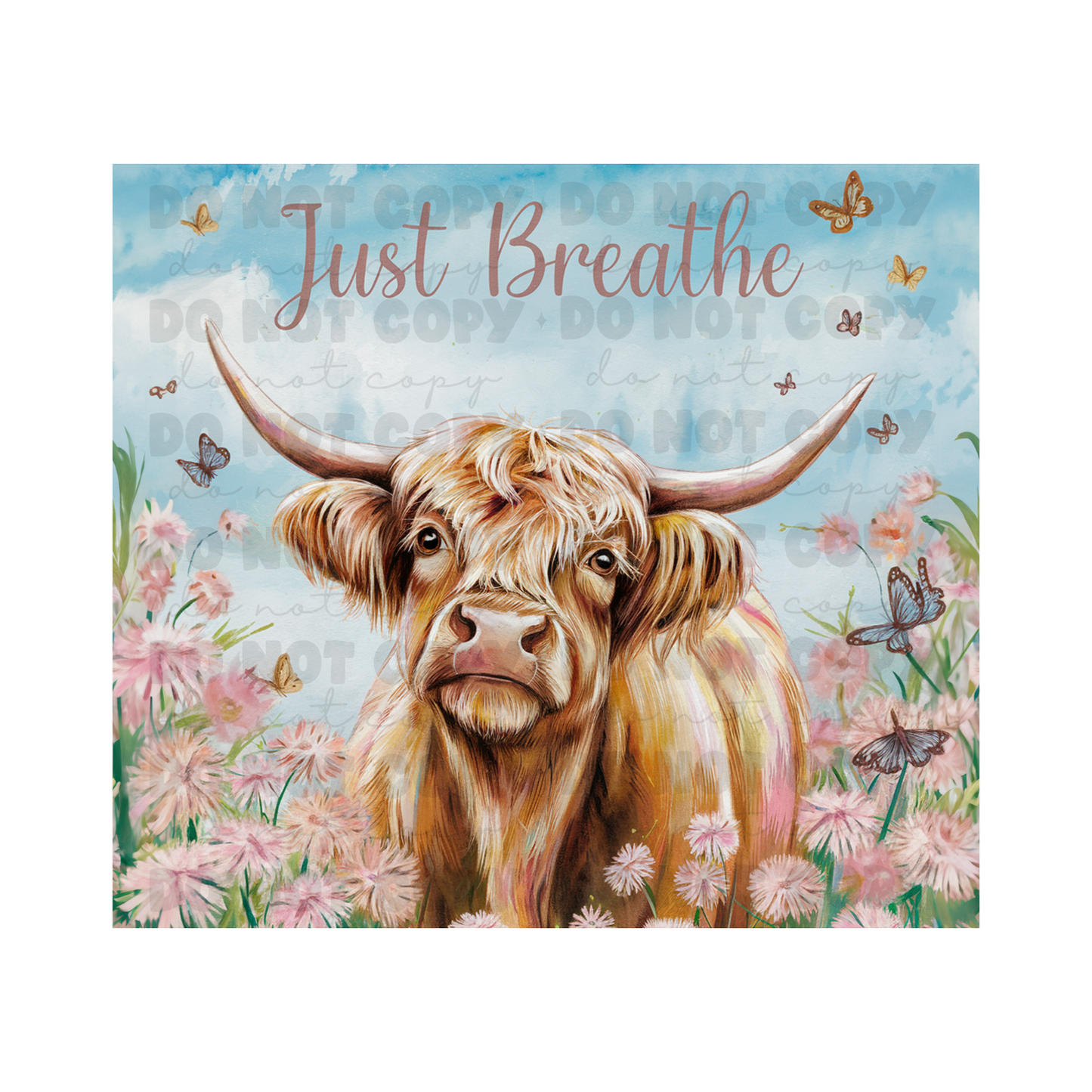 Just Breathe Cow Sublimation Tumbler Transfer