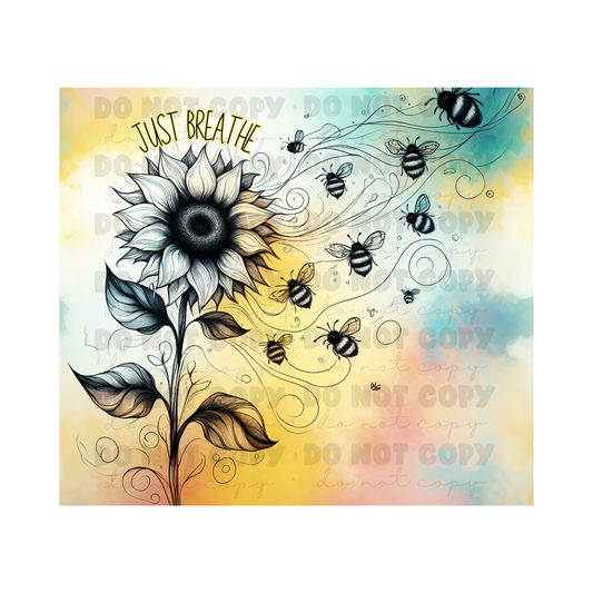 Just Breathe Bees Sublimation Tumbler Transfer