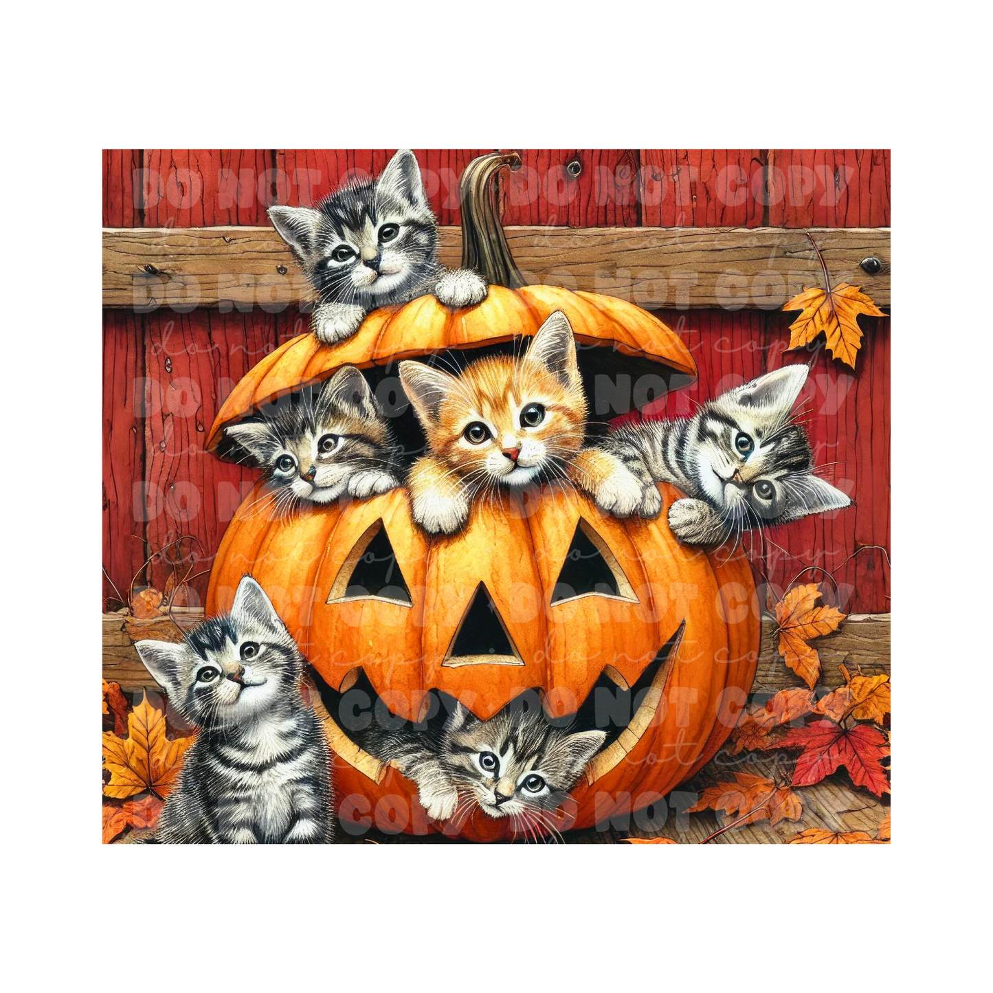 Kittens Pumpkin Sublimation Tumbler Transfer