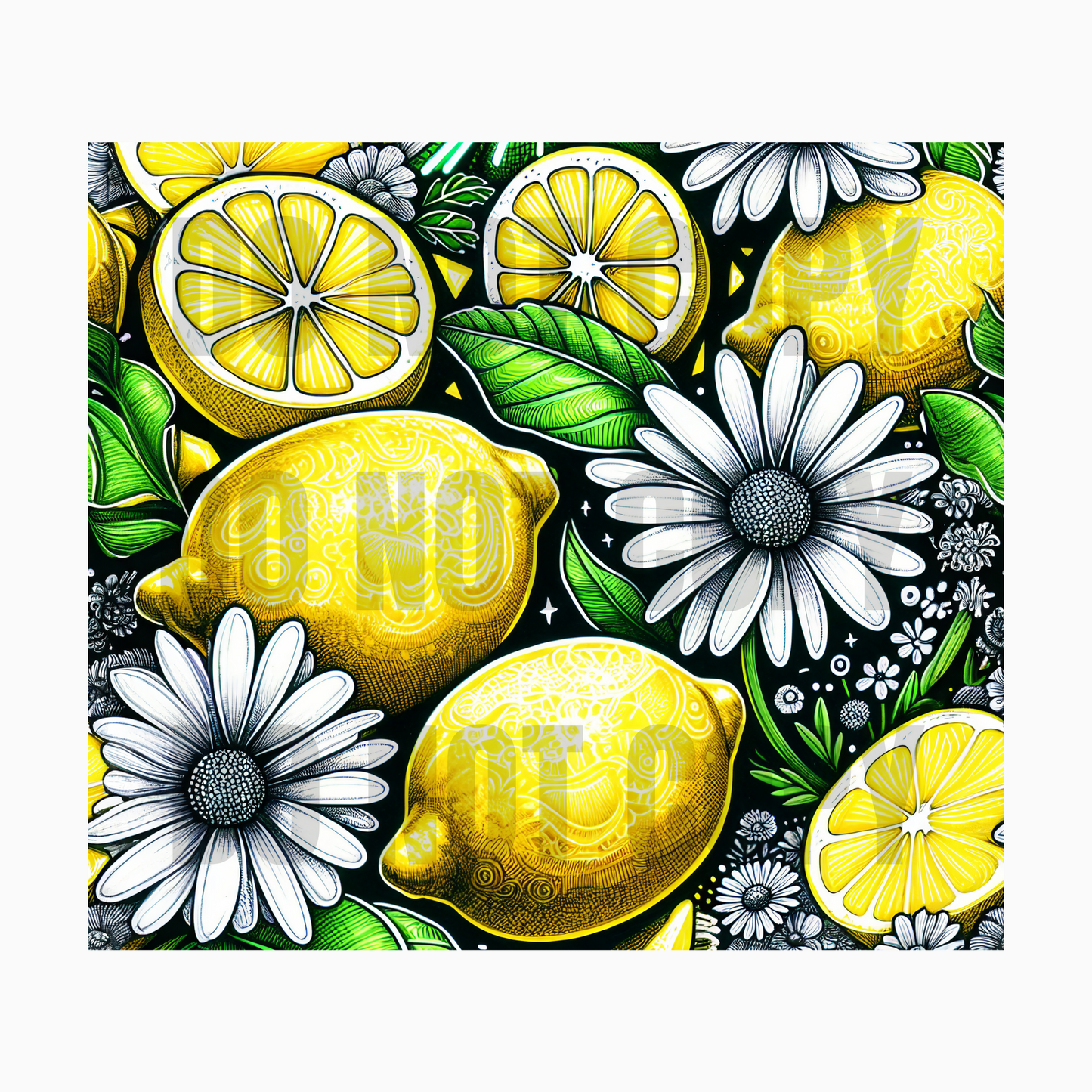 Lemons Daisies Sublimation Tumbler Transfer