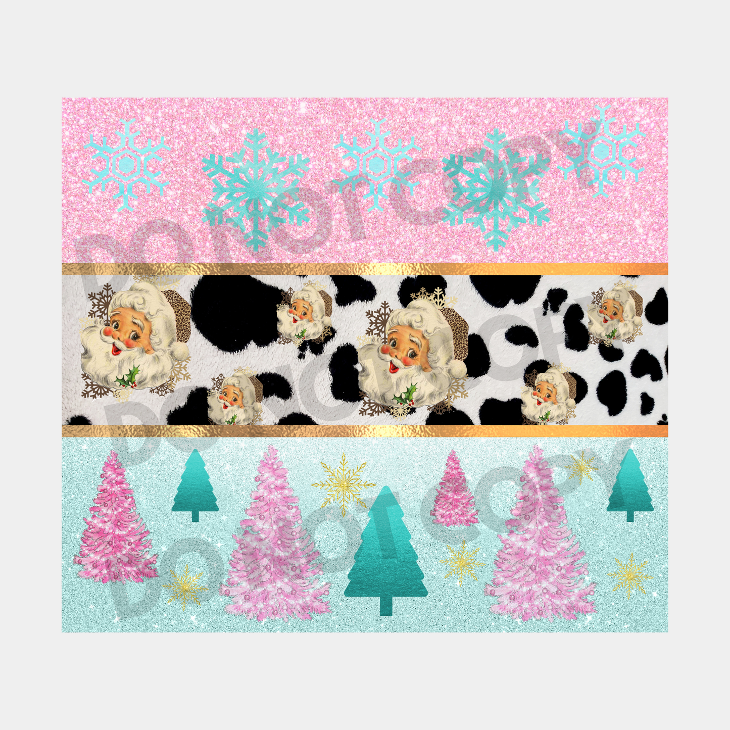 Leopard Pink Santa Tumbler Transfer