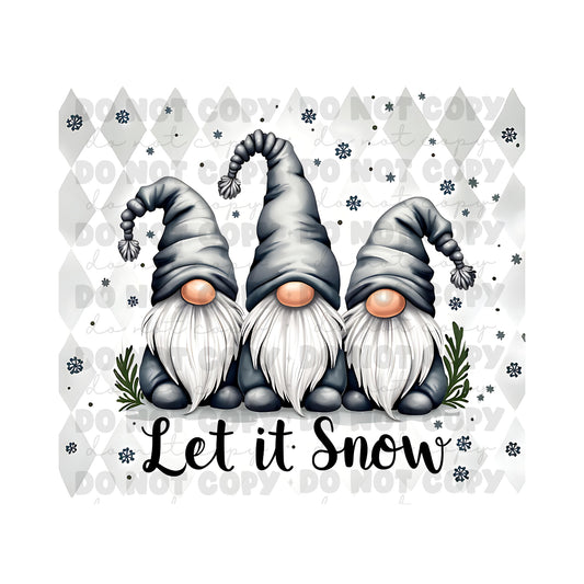 Let It Snow Gnome Sublimation Tumbler Transfer