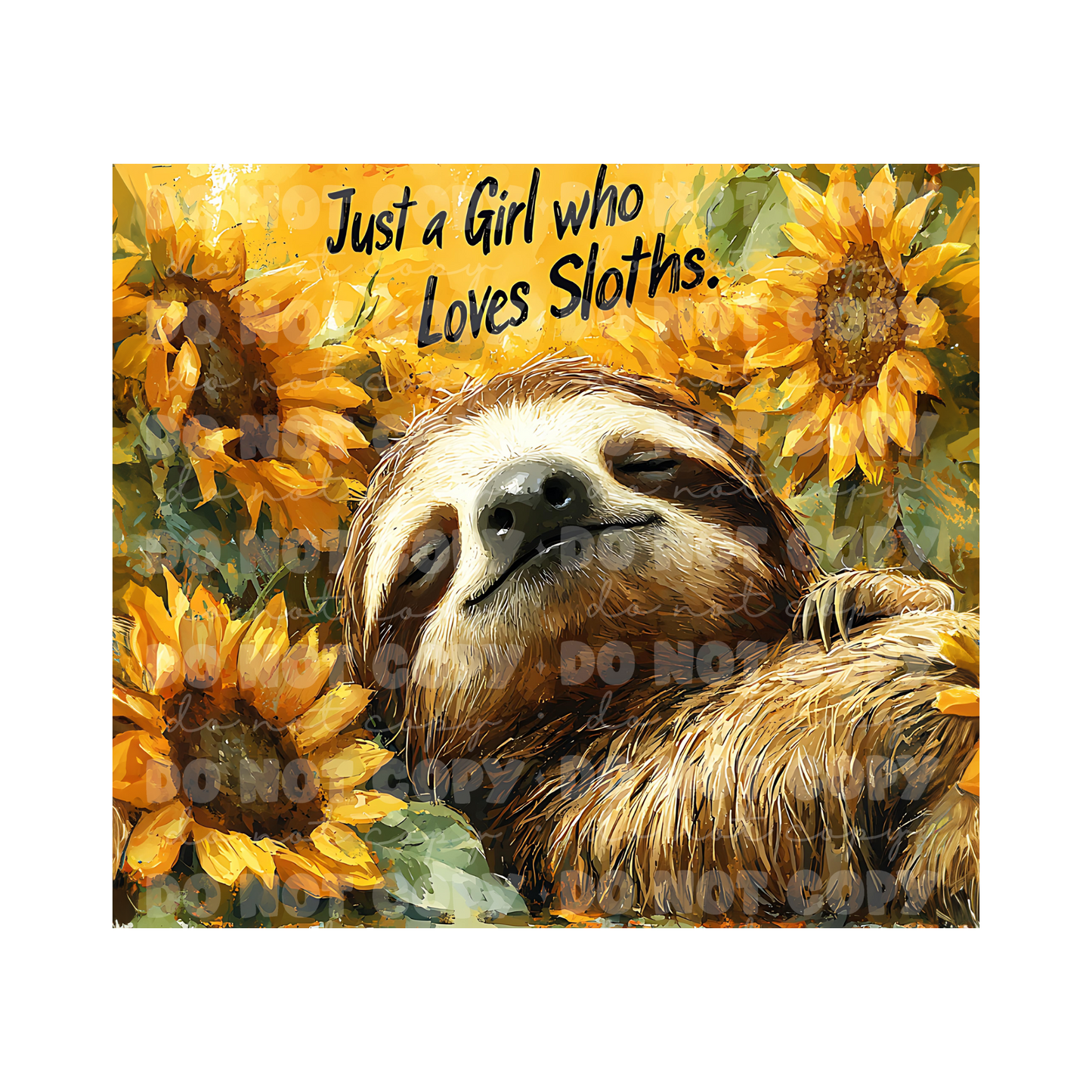 Loves Sloths Sublimation Tumbler Transfer