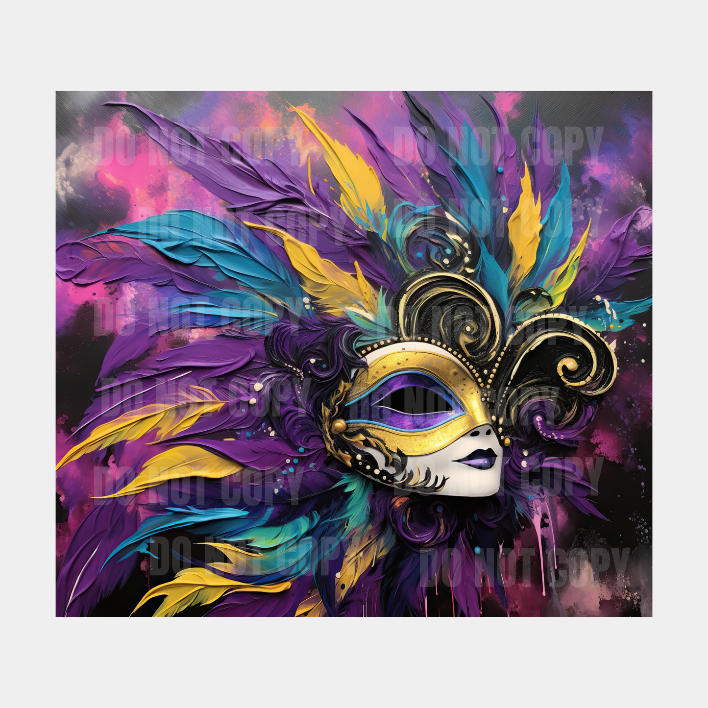 Mardi Gras Mask Sublimation Tumbler Transfer 4